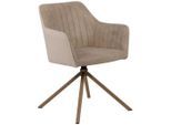 Mid.you , Eichefarben, Beige , Metall , 58.5x81x60 cm , Sitzfläche 360° drehbar , Esszimmer, Esszimmerstühle, Lederstühle Esszimmer, Lederlook Stühle