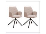 Mid.you , Beige , Metall , Uni , 56x97x53 cm , Sitzfläche 180° drehbar, automatische Rückholfunktion , Esszimmer, Esszimmerstühle, Armlehnstühle