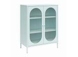 Mid.you , Blau , Metall, Glas , Uni , 2 Fächer , 80x102x40 cm , stehend , Kleinmöbel, Kommoden, Highboards