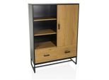 Mid.you , Schwarz, Eichefarben , Holzwerkstoff , 2 Schublade(n) Schubladen , 100x140x40 cm , stehend ,