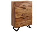 Mid.you , Sheeshamfarben , Holz , Sheesham , massiv , 3 Schublade(n) Schubladen , 80x120x41.5 cm , stehend, handgemacht ,