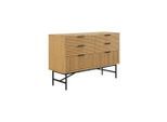 Livetastic , Schwarz, Eichefarben , Holz, Metall, Holzwerkstoff , Eiche , furniert , 6 Schublade(n) Schubladen , 120x80x40 cm , stehend ,