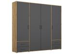 Rauch Möbel , Grau, Eiche Artisan , Holzwerkstoff , 5 Fächer , 4 Schublade(n) Schubladen , 187x194x53 cm , Blauer Engel, BQ - Bündnis für Qualität, Made in Germany ,