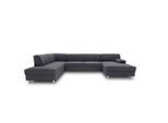 Mid.you , Schlammfarben , Textil , Uni , Ottomane links, U-Form , 308x194 cm , Made in EU , Rücken echt, Armteil links, Armteil rechts ,