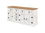 Livetastic , Weiß , Holz , Kiefer , massiv , 2 Fächer , 7 Schublade(n) Schubladen , 174x84x44 cm , Kleinmöbel, Kommoden, Sideboards