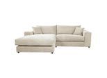 Livetastic , Creme , Textil , Füllung: Polyurethan (PUR),Polyurethan (Pur) , Ottomane links, L-Form , 265x180 cm , Made in EU , Wohnzimmer, Sofas & Couches, Wohnlandschaften, Ecksofas