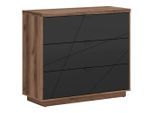 Möbelix , Schwarz, Eichefarben , Holzwerkstoff , 3 Schublade(n) Schubladen , 106x93x42.5 cm , Kleinmöbel, Kommoden, Kommoden
