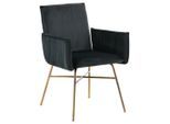 Livetastic , Schwarz, Messingfarben , Metall, Textil , 57x87x60 cm , Esszimmer, Esszimmerstühle, Stühle