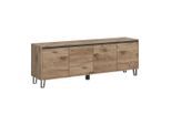 Mid.you , Eiche dunkel , Holzwerkstoff , 2 Fächer , 184x64x40 cm , FSC MIX , Wohnzimmer, TV-Möbel, TV- & Lowboards