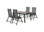 Gardenson , Braun, Graphitfarben , Metall, Textil , Uni , Stuhl klappbar, Tisch mit Glasplatte, Rückenlehne mehrfach verstellbar , Gartenmöbel, Gartenmöbel-Sets, Gartengarnituren