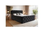 Livetastic , Schwarz , Textil , H2 + H3 , 160x200 cm , gepolstertes Kopfteil, Topper durchgehend, mit Schubkästen, in verschiedenen Größen erhältlich , Schlafzimmer, Betten, Boxspringbetten