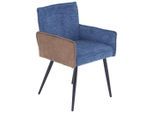 Mid.you , Blau, Braun , Metall, Textil , 57x84x57 cm , Esszimmer, Esszimmerstühle, Polsterstühle