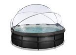 EXIT Black Leather Optic Pool ø488x122cm mit Abdeckung und Sandfilterpumpe - schwarz