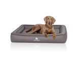 Knuffelwuff Orthopädisches Hundebett aus Laser gestepptem Kunstleder Hampstead grau XXL