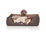 Knuffelwuff Orthopädisches Hundebett Outlander aus laser-gestepptem Kunstleder braun/ caramell XL