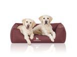 Knuffelwuff Orthopädisches Wasserabweisendes Hundebett Leon aus Velours mit Handwebcharakter rot XL