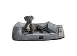 Tierlando ® Orthopädisches Hundebett FRANKLIN Kuscheliger Teddy-Stoff - Hundesofa graphit/nature 1,3 m, 25 cm, 1 m