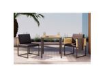 Ambia Garden Balkonset, Anthrazit, Gelb, Dunkelgrau, Textil, 3-teilig, Füllung: Schaumstoffflocken, eckig, 69.5x74x70 cm, platzsparend verstaubar, geeignet für Balkon, Balkonmöbel, Balkonmöbel-Sets