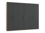 Mid.you , Graphitfarben, Eichefarben , Holzwerkstoff , 6 Fächer , 300x236x58 cm , BQ - Bündnis für Qualität, Made in Germany, DIN EN ISO 9001 , umfangreiches Zubehör erhältlich, in verschiedenen Größen erhältlich, in verschiedenen Holzdekoren erhältlich , Schlafzimmer, Kleiderschränke, Drehtürenschränke