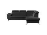 Livetastic , Schwarz , Textil , Ottomane rechts, L-Form , 256x209 cm , Made in EU , Typenauswahl, Stoffauswahl, seitenverkehrt erhältlich, Hocker erhältlich ,