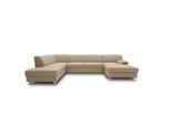 Mid.you , Beige , Textil , Uni , Ottomane links, U-Form , 308x195 cm , Made in EU , Schlafen auf Sitzhöhe, Rücken echt, Armteil links, Armteil rechts ,