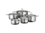 ELO , Silberfarben , Glas , 16 cm,20 cm,16 cm , 1,6 l,3 l,7 l,2,5 l,1,2 l , zylindrisch , 52x28.5x29.5 cm , Messskala, rostfrei, breiter Schüttrand, hitzebeständig, leichte Reinigung, verkapselter Sandwichboden,backofengeeignet , Kochen & Essen, Töpfe, Kochtopfsets