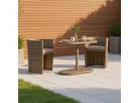 Gardenson , Naturfarben , Textil , Uni , Füllung: Polyetherschaumkern , Tisch mit Glasplatte, platzsparend verstaubar , Gartenmöbel, Gartenmöbel-Sets, Gartengarnituren