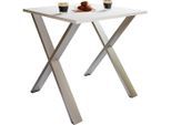 Mid.you , Silberfarben, Weiß , Metall, Holzwerkstoff , quadratisch , 50x76x80 cm , Esszimmer, Esszimmertische, Esstische, Holztische, Esstische Holz