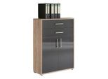 Mid.you , Sonoma Eiche, Anthrazit Hochglanz , Holzwerkstoff , 1 Fächer , 2 Schublade(n) Schubladen , 84.5x114x33 cm , erweiterbar , Büromöbel, Aktenschränke & Aktenregale, Aktenschränke