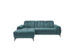 Livetastic , Petrol , Textil , Uni , Ottomane links, L-Form , 258x180 cm , Made in EU , Typenauswahl, Stoffauswahl, seitenverkehrt erhältlich, Rücken echt, Armteil links, Armteil rechts, USB-Anschluss, USB-C-Anschluss , Wohnzimmer, Sofas & Couches, Wohnlandschaften, Ecksofas