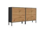 Mid.you , Anthrazit, Eiche Artisan , Holzwerkstoff , 6 Fächer , 158x86x33 cm , Made in Germany , erweiterbar, stehend ,