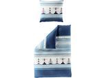 Bettwäsche BIERBAUM "Leuchtturm", blau (marine), B/L: 155cm x 220cm, 1 Stk., 1 Stk., Seersucker, B/L: 80cm x 80cm, 2 Stk., Seersucker, Obermaterial: 100% Baumwolle, Bettwäsche, Bettwäsche, Seersucker, 100 % Baumwolle, mit maritimen Muster, pflegeleicht
