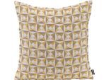 Dekokissen H.O.C.K. "Cinny", gold (goldfarben, gemustert), B:45cm H:10cm L:45cm, Baumwolle, Polyester, Dekokissen_Sitzkissen_Kissenhüllen, Geometrisch gemustert, Kissenhülle mit Füllung, 1 Stück