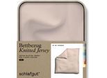 Bettbezug SCHLAFGUT "Premium Bettbezug Knitted Jersey (1 St)", rot (rot light), B:200cm L:200cm, Jersey, Obermaterial: 95% Baumwolle, 5% Elasthan, Bettbezüge, Ton-in-Ton Reißverschluss, Bio-Baumwolle mit Elasthan, Uni, OEKO Tex