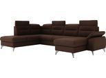 Wohnlandschaft SIT & MORE "Astoria U-Form", braun (dunkelbraun), B:327cm H:91cm T:225cm, 100% Polyester, Sofas, Wohnlandschaft, wahlweise mit motorischer Relaxfunktion