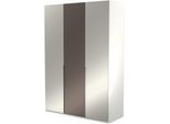 Kleiderschrank MUSTERRING "San Diego, Kleiderschrank, Schrank, Garderobe, mit Glastüren", weiß, B:150cm H:216cm T:58cm, Glas, Holzwerkstoff, Schränke, Kleiderschrank, 3-türig (gedämpft), 4 Böden, 2 Kleiderstangen, Chromgriffe