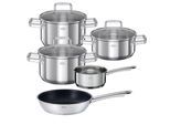 Topf-Set RÖSLE "MOMENTS, 5-tlg. incl. Pfanne 28 cm", silberfarben, Töpfe, Topf-Set