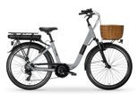 E-Bike MBM "Elektro-Citybike RHEA 24 Zoll, grey", grau (beige), Elektrofahrräder, Damen, E-Bike