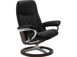 Relaxsessel STRESSLESS "Consul", schwarz (schwarz batick), B:91cm H:102cm T:79cm, Leder BATICK: BATICK ist ein leicht korrigiertes, durchgefärbtes und genarbtes Möbelleder, bei dem die meisten Unebenheiten und Spuren in der Regel entfernt wurden.;Leder PALOMA: PALOMA ist ein durchgefärbtes Semianilin-Möbelleder mit natürlicher Narbung.;ROHLEDER Stoff Q2 FARON: Ein fester zuverlässiger Bouclé mit e