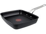Grillpfanne TEFAL "Jamie Oliver Cooks Classic", schwarz, B:30,1cm H:12,1cm L:50,6cm Ø:30cm, Pfannen, Grillpfanne, Thermo-Signal, für alle Herdarten inkl. Induktion, 23x27 cm