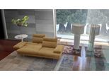 3-Sitzer CALIA ITALIA "Toby Wing, 208 cm breit, Designsofa mit hohem Sitzkomfort", beige (senape quebec), B:208cm H:90cm T:113cm, Synthetische Faser (100% Polyester), Sofas, 3-Sitzer, inklusive Sitztiefenverstellung, Füße in Chrom glänzend