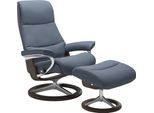 Relaxsessel STRESSLESS "View", blau (sparrow blau paloma), B:82cm H:109cm T:81cm, Leder BATICK: BATICK ist ein leicht korrigiertes, durchgefärbtes und genarbtes Möbelleder, bei dem die meisten Unebenheiten und Spuren in der Regel entfernt wurden.;Leder PALOMA: PALOMA ist ein durchgefärbtes Semianilin-Möbelleder mit natürlicher Narbung.;ROHLEDER Stoff Q2 FARON: Ein fester zuverlässiger Bouclé mit e