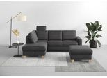 Ecksofa HOME AFFAIRE "Summer L-Form", grau, B:236cm H:91cm T:170cm, 100% Polyester, Sofas, Ecksofa, mit Ottomane, wahlweise mit Bettfunktion und Bettkasten, Cord-Bezug