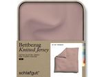 Bettbezug SCHLAFGUT "Premium Bettbezug Knitted Jersey (1 St)", lila (lila mid), B:200cm L:200cm, Jersey, Obermaterial: 95% Baumwolle, 5% Elasthan, Bettbezüge, Ton-in-Ton Reißverschluss, Bio-Baumwolle mit Elasthan, Uni, OEKO Tex