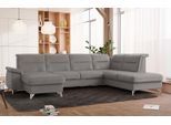Wohnlandschaft SIT & MORE "Astoria U-Form", grau (hellgrau), B:327cm H:91cm T:225cm, 100% Polyester, Sofas, Wohnlandschaft, wahlweise mit motorischer Relaxfunktion