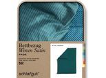 Bettbezug SCHLAFGUT "Premium Bettbezug Woven Fade Satin (1 St)", bunt (petrol deep, grün deep), L:200cm, Mako-Satin, Obermaterial: 100% Baumwolle, Bettbezüge, Ton-in-Ton Reißverschluss, Fadendichte von 300tc, Streifen, OEKO Tex