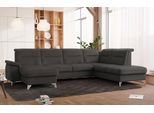 Wohnlandschaft SIT & MORE "Astoria U-Form", grau (anthrazit), B:327cm H:91cm T:225cm, 100% Polyester, Sofas, Wohnlandschaft, wahlweise mit motorischer Relaxfunktion