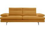 3,5-Sitzer CALIA ITALIA "Toby Wing, 228 cm breit, italienisches Designsofa, Megasofa", orange (senape bull), B:228cm H:90cm T:113cm, Leder BULL (100% Leder), Sofas, 3 5-Sitzer, inkl. Sitztiefenverstellung und Armteilfunktion, Füße in Schwarz matt