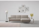 Ecksofa SIT & MORE "Fashion L-Form", braun (latte), B:253cm H:84cm T:165cm, Sofas, Ecksofa, wahlweise mit Kopfteilverstellung, Vorziehsitz, motorisch, Nickelfüße