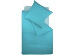 Bettwäsche FLEURESSE "Colours in 135x200, 155x220 oder 200x200 cm", blau (petrol), B/L: 200cm x 200cm, 1 Stk., 2 Stk., Mako-Satin, B/L: 80cm x 80cm, 3 Stk., Mako-Satin, Obermaterial: 100% Baumwolle, Bettwäsche, Bettwäsche, Bettwäsche aus 100% Baumwolle, uni, mit Reißverschluss